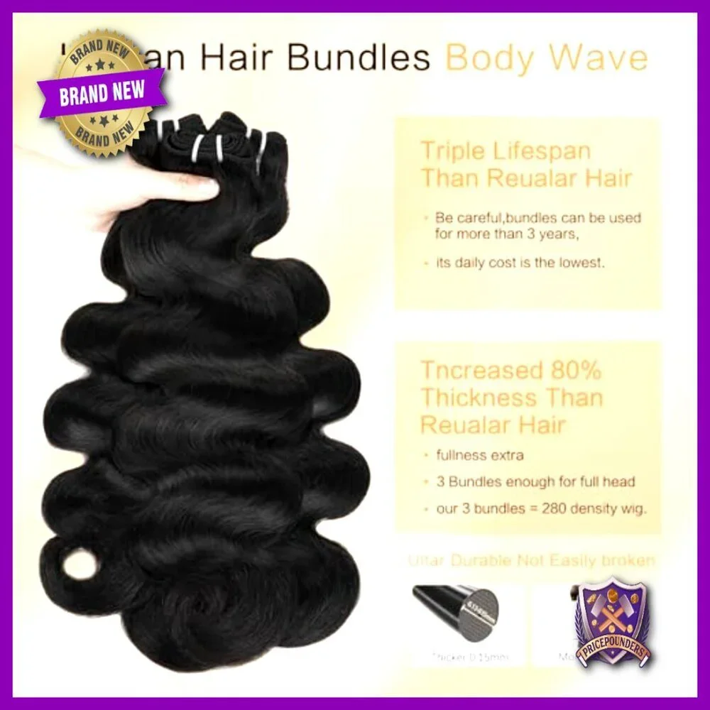 100% Brazilian Virgin Human Hair Bundles Body Wave 16A Premium 14-18 Inch
